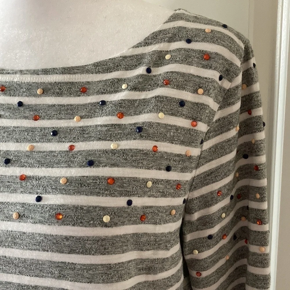 J. Crew medium long sleeve top stripes gray white